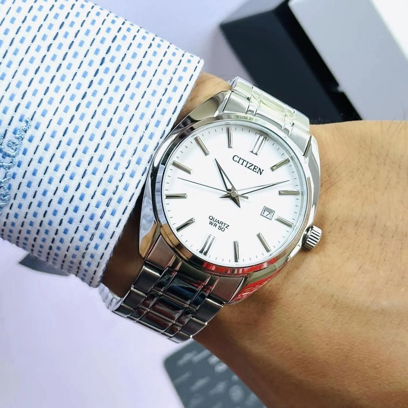 WW2073 Citizen Dress Date Stainless Steel Silver Chain Watch BI5100-58A