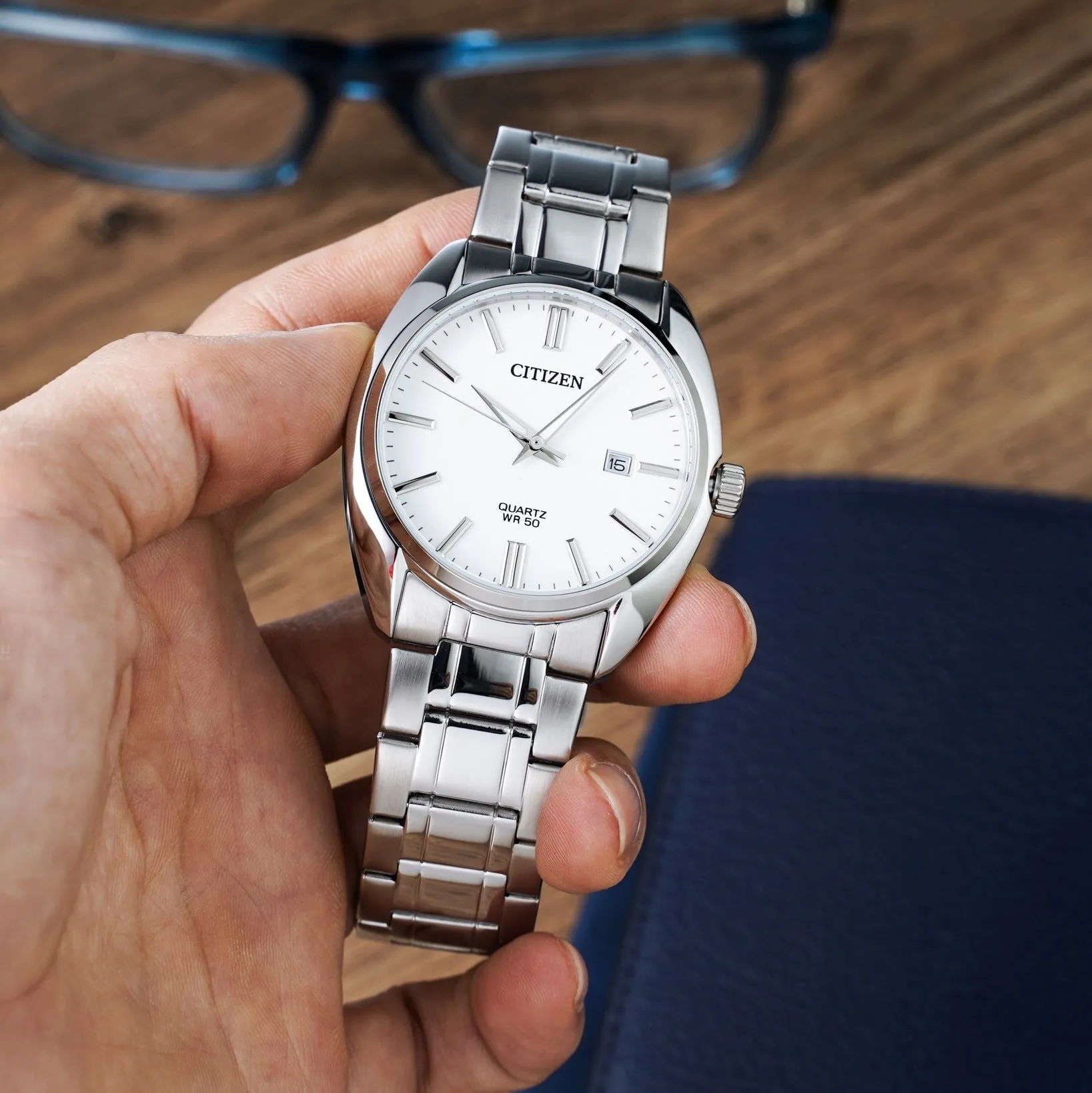 WW2073 Citizen Dress Date Stainless Steel Silver Chain Watch BI5100-58A