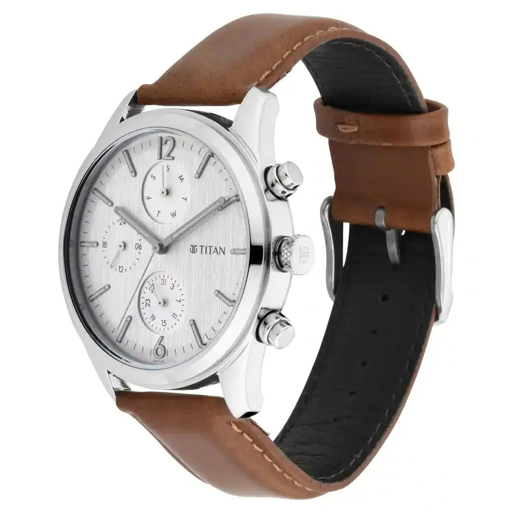 WW2151 Titan Workwear Multifunction Silver Leather Belt Watch 1805SL04