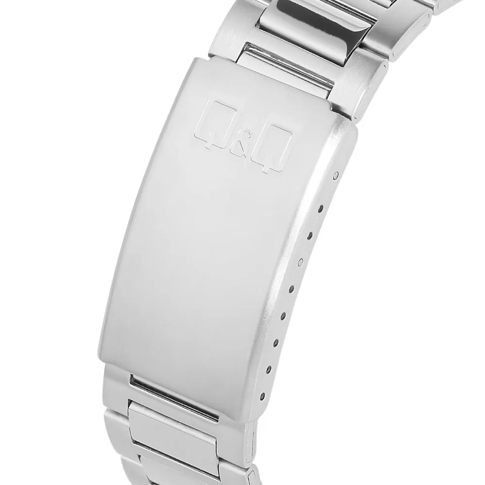 WW2187 Q&Q Superior Day Date Stainless Steel Silver Chain Watch S396J201Y