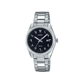 WW2337 Casio Enticer Date Ladies Silver Chain Watch LTP-1302D-1B3VDF