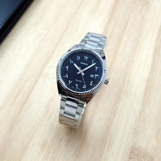 WW2337 Casio Enticer Date Ladies Silver Chain Watch LTP-1302D-1B3VDF