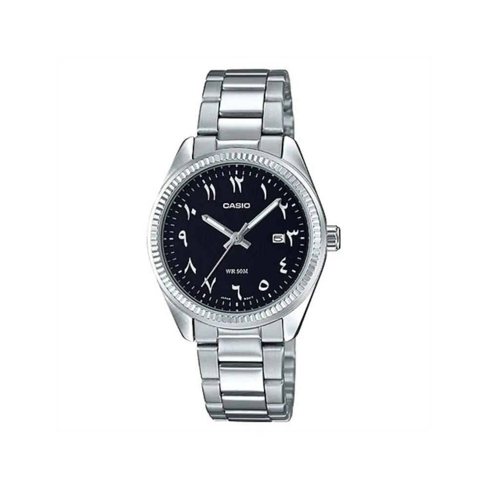 WW2337 Casio Enticer Date Ladies Silver Chain Watch LTP-1302D-1B3VDF