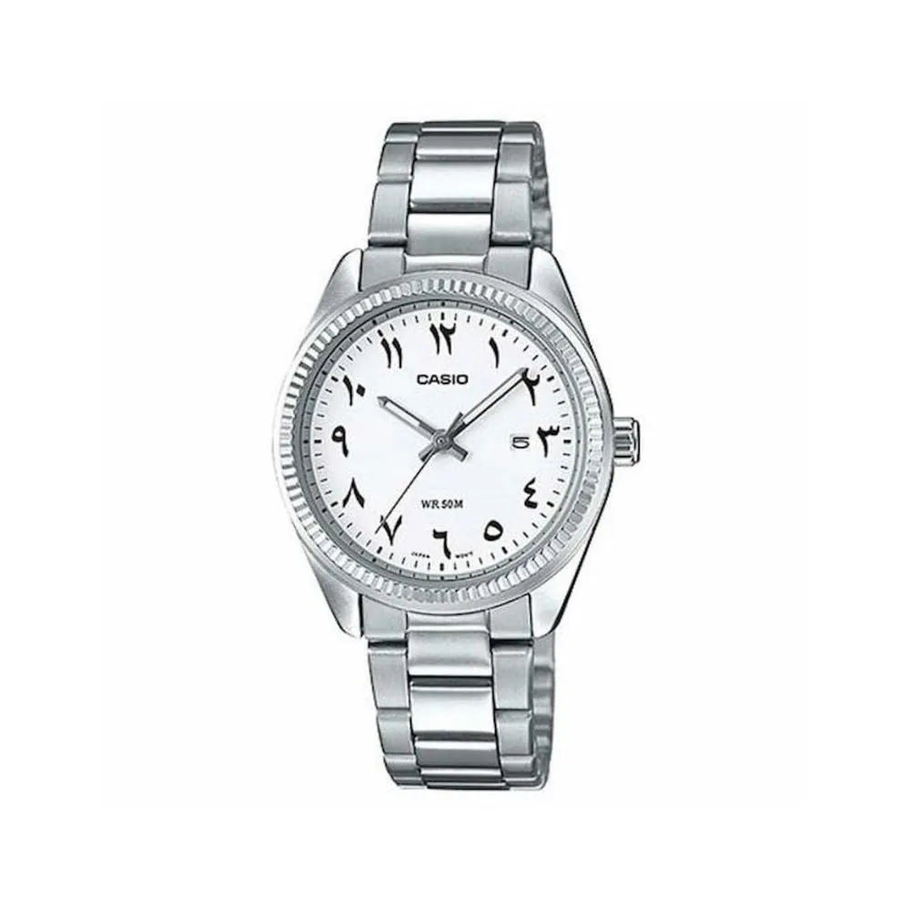 WW2340 Casio Enticer Date Ladies Silver Chain Watch LTP-1302D-7A3VDF