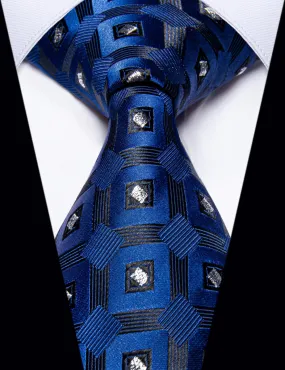 YourTies $9.99 Blue Tie Fashion Sliver Blue Plaid Silk Necktie Formal