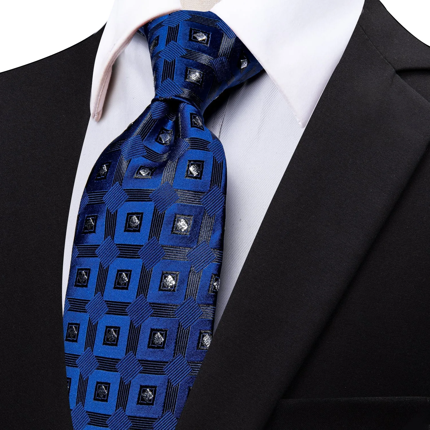 YourTies $9.99 Blue Tie Fashion Sliver Blue Plaid Silk Necktie Formal