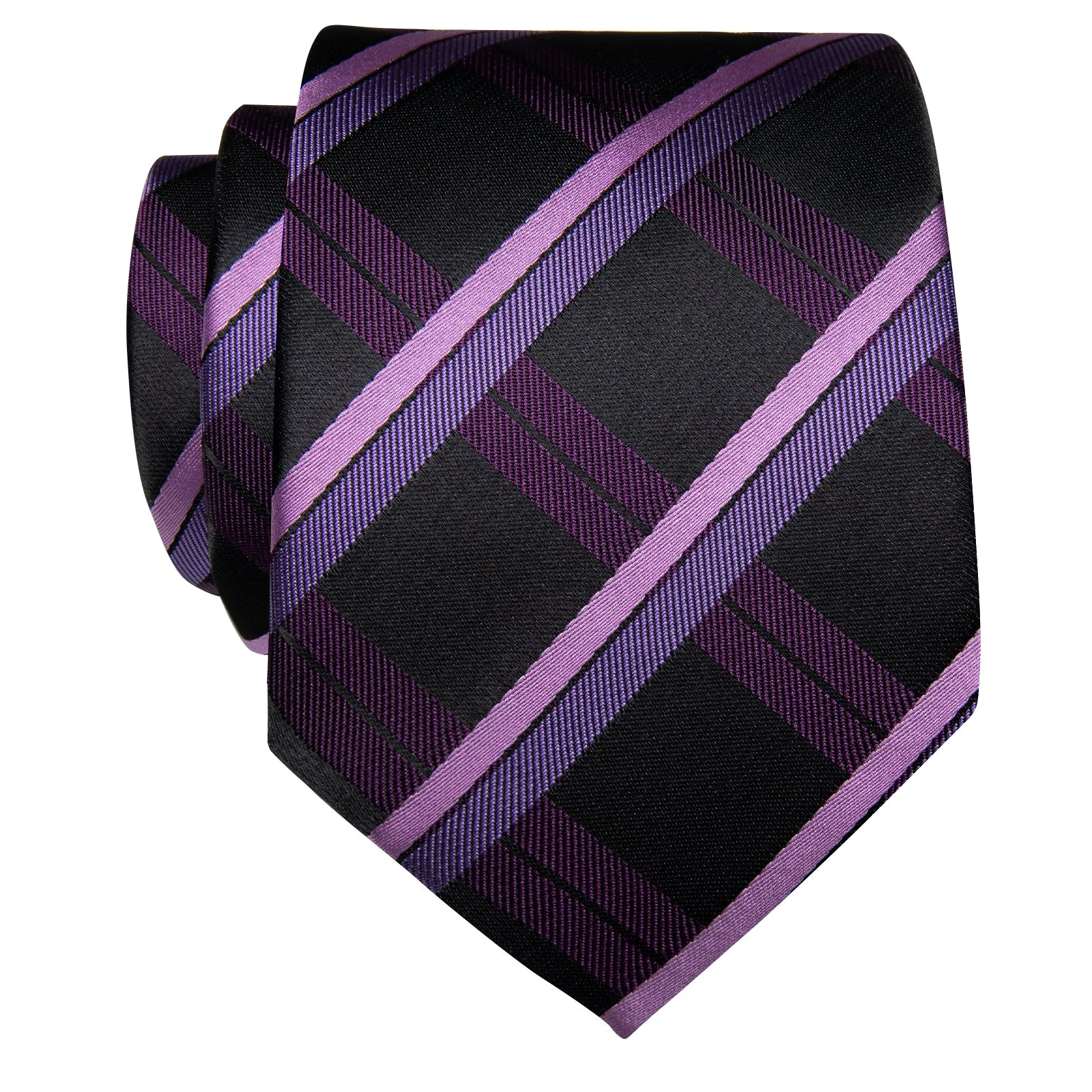 YourTies $9.99 Checkered Tie Men's Black Purple Pink Plaid Silk Necktie