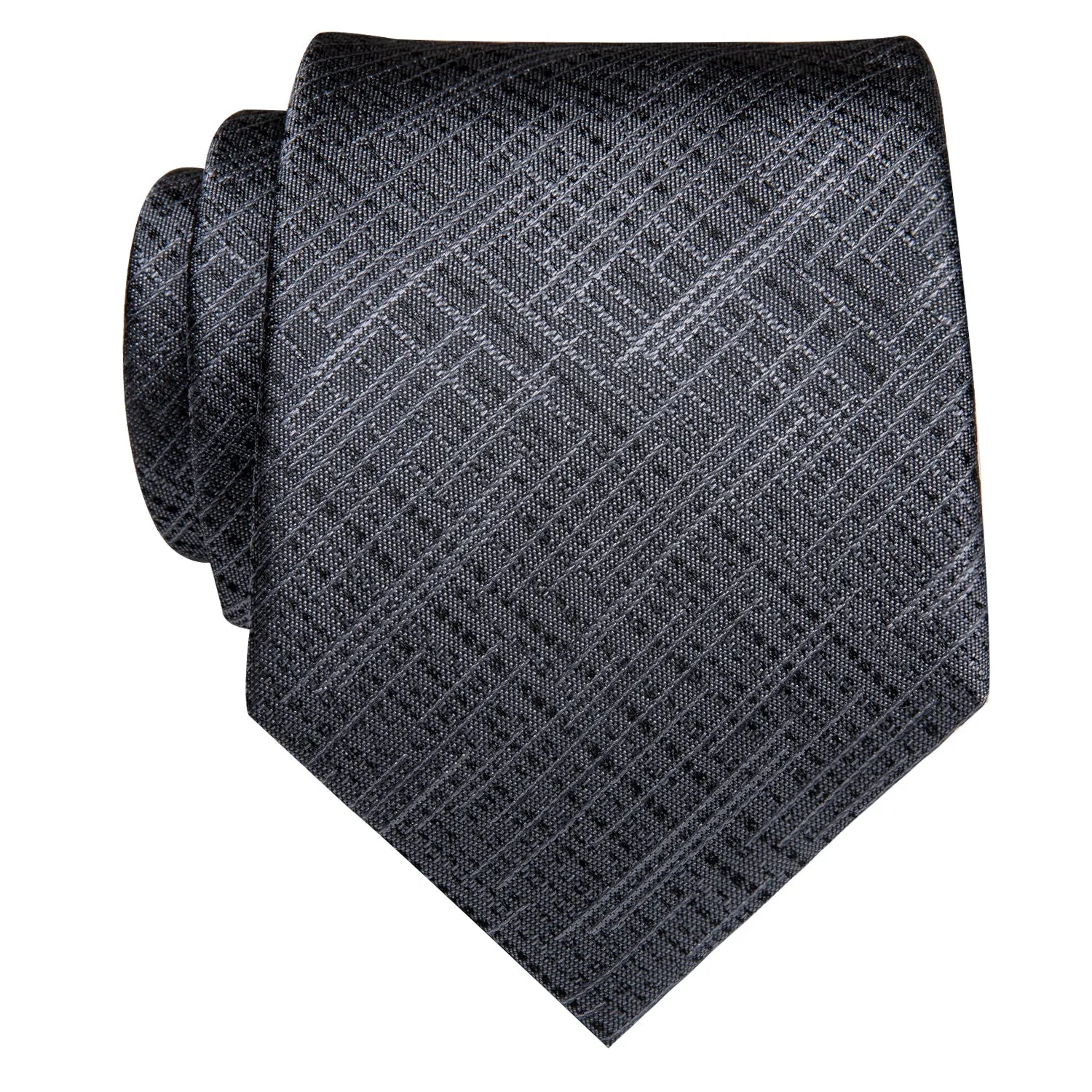 YourTies Gray Ties Men Classic Deep Grey Plaid Silk Striped Necktie