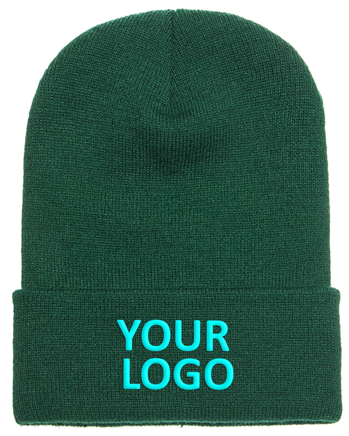Yupoong Cuffed Branded Knit Beanies, Spruce