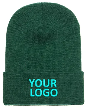 Yupoong Cuffed Branded Knit Beanies, Spruce
